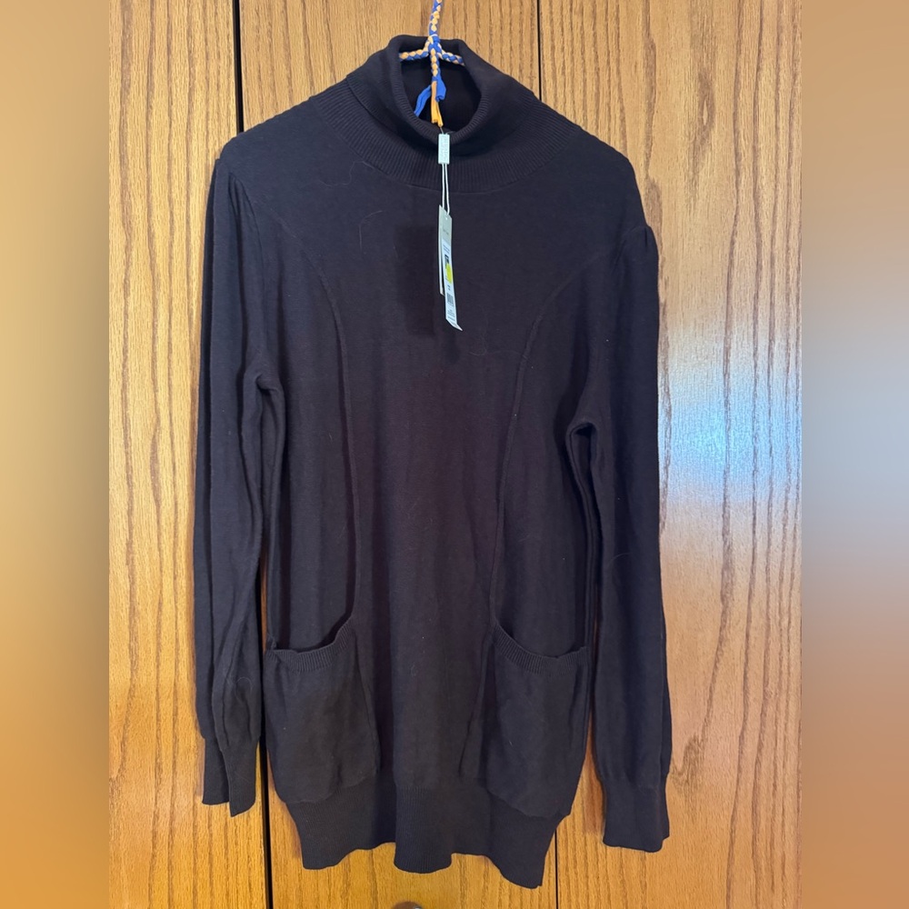 NWT Women’s Brown Turtleneck Sweater. Cotton blend. New with tags - Picture 2 of 6